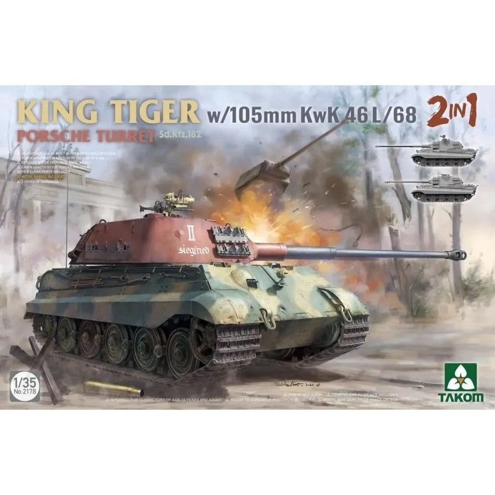 1/35 King Tiger with 105mm KwK 46L/68 2-in-1 Plastic Model Kit